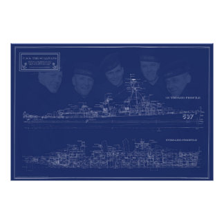 U.S.S. The Sullivans Fine Art Blueprint Foto Afdruk