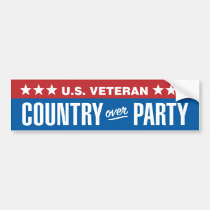 U.S. Veteran / Country Over Party Bumpersticker