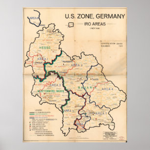 U.S. Zone, Duitsland IRO aAreas Map (nov. 1st, 194 Poster