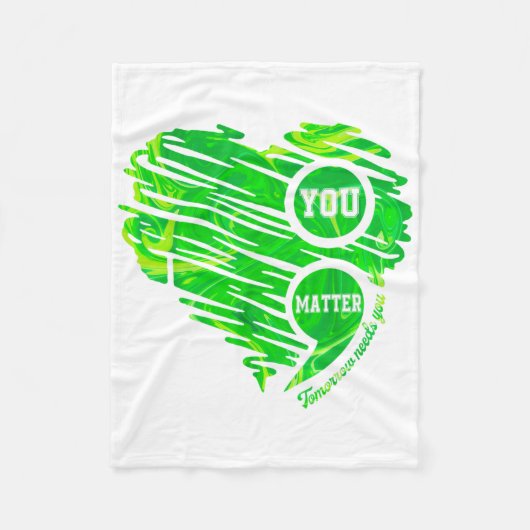 U Semicolon Hart Geestelijke Gezondheid Bewustzijn Fleece Deken (Voorkant)