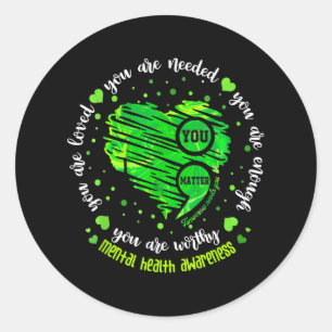 U Semicolon Hart Geestelijke Gezondheid Bewustzijn Ronde Sticker