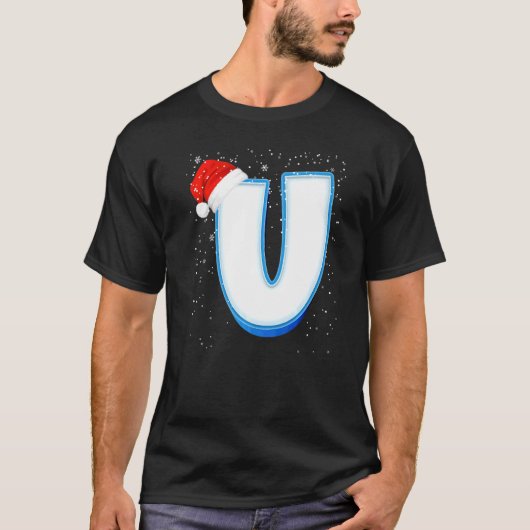 U Snowy Capital Kerstmonogram alfabet Letter T-shirt (Voorkant)