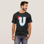 U Snowy Capital Kerstmonogram alfabet Letter T-shirt (Voorkant volledig)