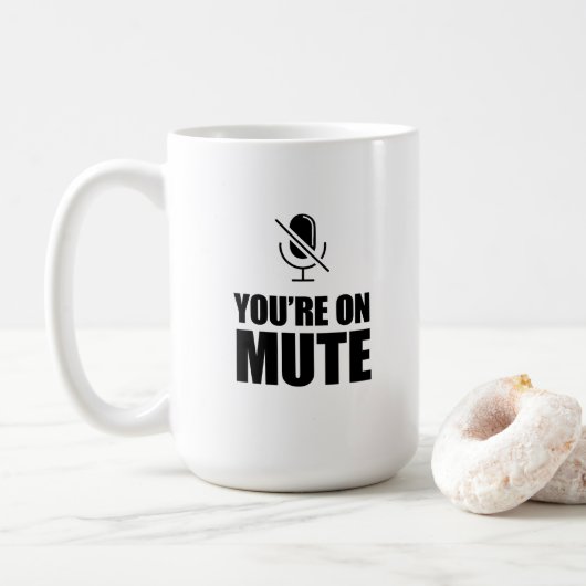 U staat op Dempen – Zoom Call Humor Koffiemok (Met donut)