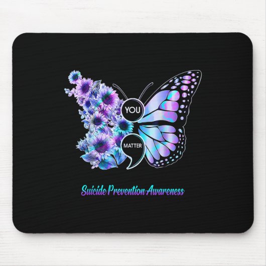 U Suicide Prevention Semicolon Butterfly Muismat (Voorkant)