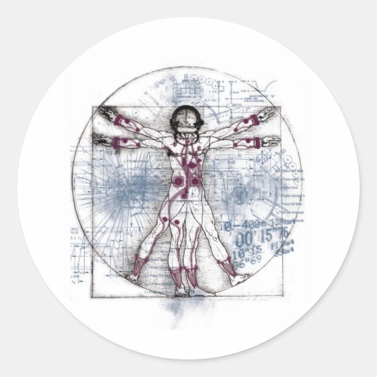 U.V MAN (Universeel Vitruviaans Man) Ronde Sticker (Voorkant)