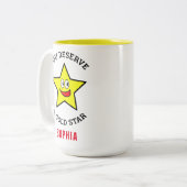 U verdient een Gold Star-liefde en waardering Tweekleurige Koffiemok (Voorkant links)