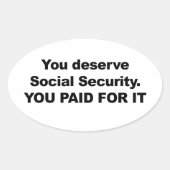 U verdient sociale zekerheid ovale sticker (Voorkant)