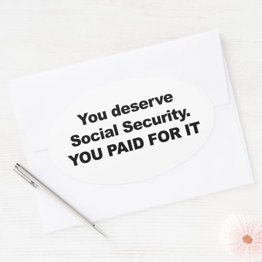 U verdient sociale zekerheid ovale sticker (Envelop)