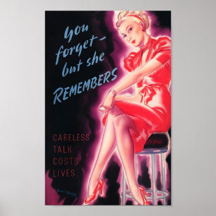 U vergeet - maar zij herinnert zich - WW2 Poster