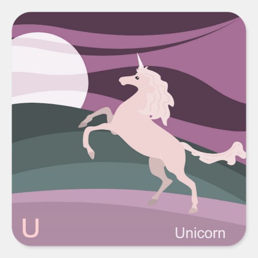 U voor eenhoorn Sticker (Voorkant)