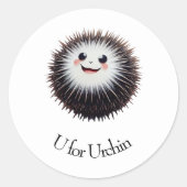 U voor Urchin Ronde Sticker (Voorkant)