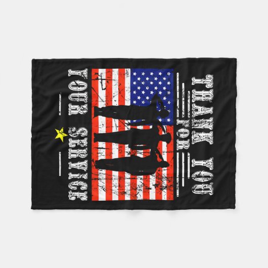 U voor uw diensten - Patriotic Veterans Day Fleece Deken (Voorkant (Horizontaal))