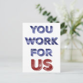 U werkt voor het Amerikaanse briefkaart van patrio (Staand voorkant)