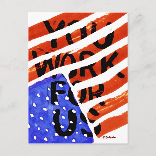 U werkt voor ons briefkaart (Voorkant)