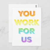 U werkt voor US LGBTQ Protest Briefkaart (Voorkant / Achterkant)