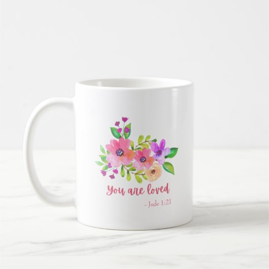 U wordt bemind Christelijke moderne Jude 1:21 bloe Koffiemok (Links)