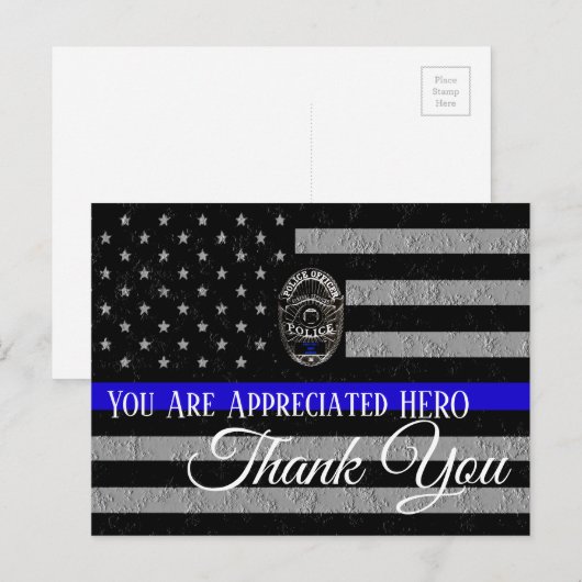 U WORDT GEAPPRECIËERD DANK U WEL STEUN POLITIE BRIEFKAART (Voorkant / Achterkant)