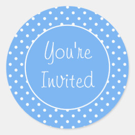 U wordt uitgenodigd Bleek blauw pokdop envelop Ronde Sticker