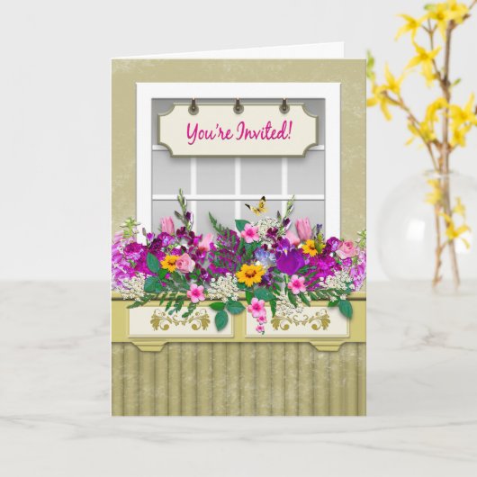 U wordt uitgenodigd, Dames, Bloemen in de Doos van Kaart (Gele Bloem)