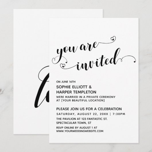 U wordt uitgenodigd, de Ontvangst-slechts van het Kaart (Voorkant / Achterkant)