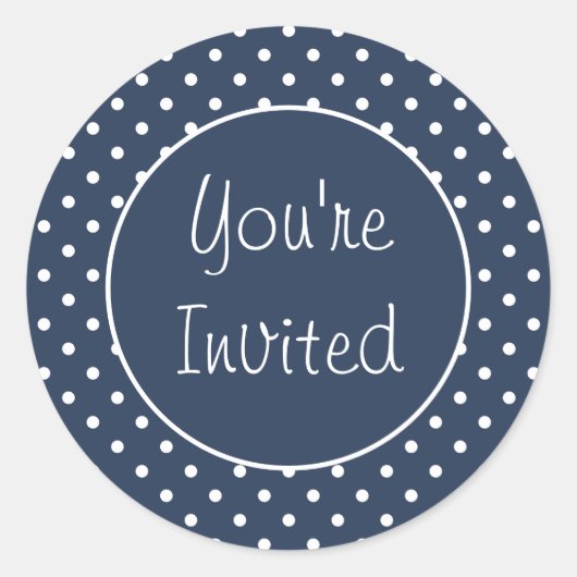 U wordt uitgenodigd Gray Polka Dot Envelope Seal Ronde Sticker (Voorkant)