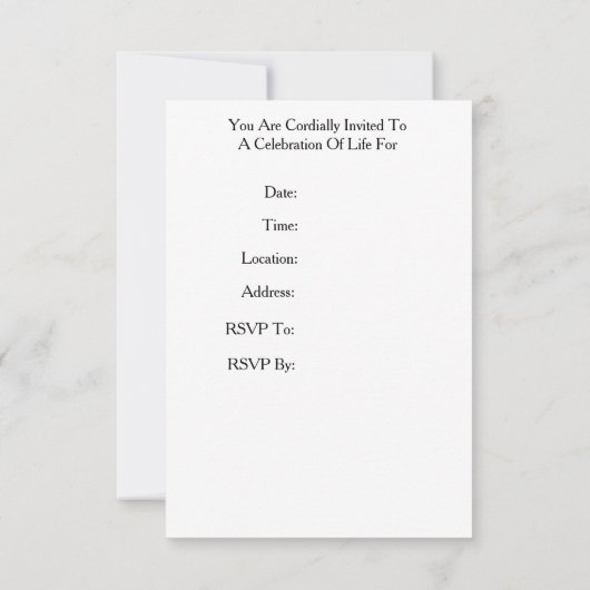 U wordt uitgenodigd voor een viering van Life Cher Kaart (Achterkant)