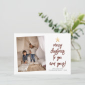 U & Yours Boho Modern 2 Fotokerstfeestdag Feestdagenkaart (Staand voorkant)