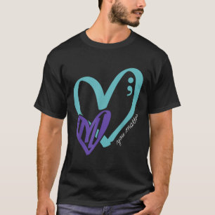 U Zelfmoordpreventie Bewustzijn Blauwgroen Paarse T-shirt