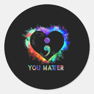 U Zelfmoordpreventie Bewustzijn Semicolon Hart Ronde Sticker