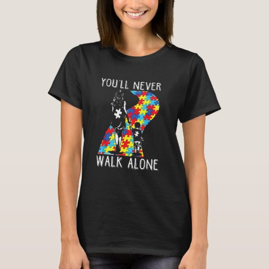 U zult Autisme van de Loop nooit alleen Bewustheid T-shirt (Voorkant)