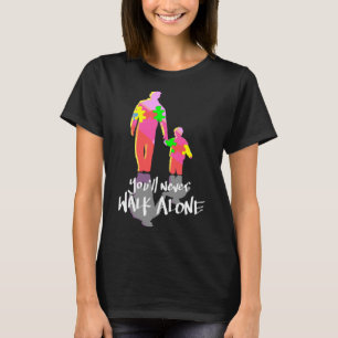 U zult Loop nooit alleen Puzzle Piecets Autisme T-shirt