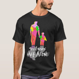 U zult Loop nooit alleen Puzzle Piecets Autisme T-shirt