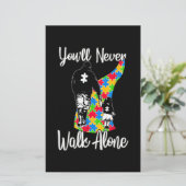 U zult vader Daughter Autism Loop nooits alleen Briefpapier (Staand voorkant)