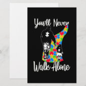 U zult vader Daughter Autism Loop nooits alleen Briefpapier (Voorkant / Achterkant)