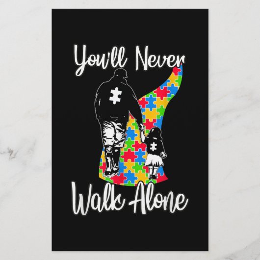 U zult vader Daughter Autism Loop nooits alleen Briefpapier (Voorkant)