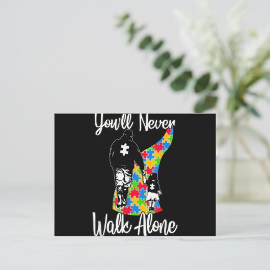 U zult vader Daughter Autism Loop nooits alleen Feestdagenkaart (Staand voorkant)