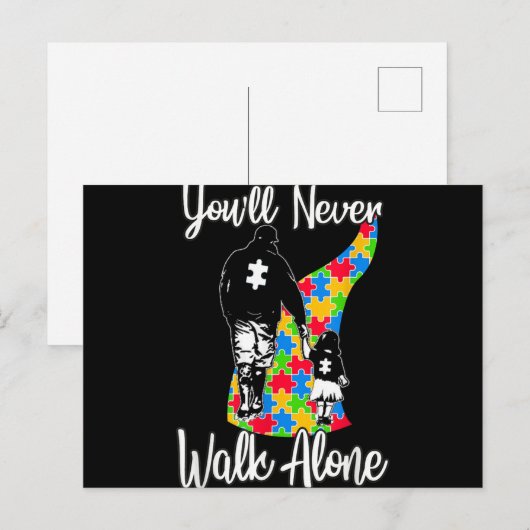U zult vader Daughter Autism Loop nooits alleen Feestdagenkaart (Voorkant / Achterkant)