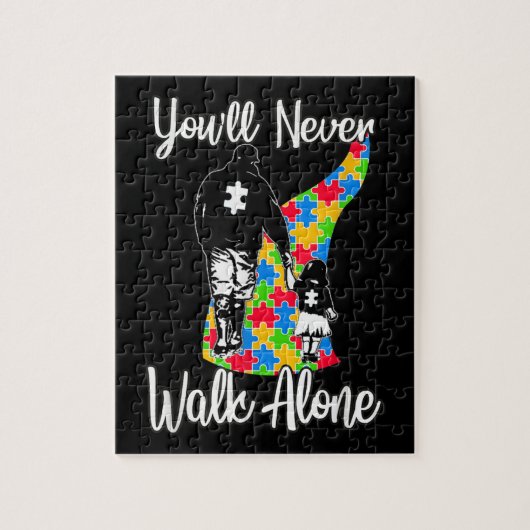U zult vader Daughter Autism Loop nooits alleen Legpuzzel (Verticaal)