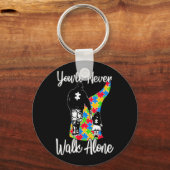 U zult vader Daughter Autism Loop nooits alleen Sleutelhanger (Voorkant)
