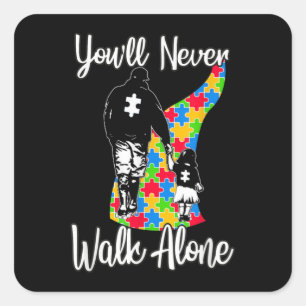 U zult vader Daughter Autism Loop nooits alleen Vierkante Sticker