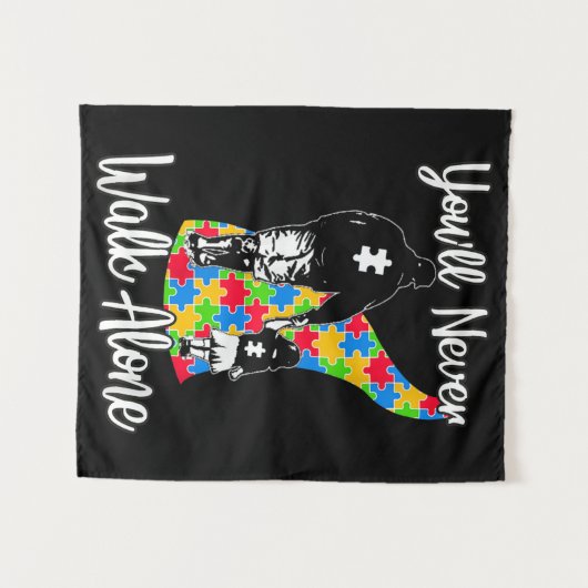 U zult vader Daughter Autism Loop nooits alleen Wandkleed (Voorkant (horizontaal))