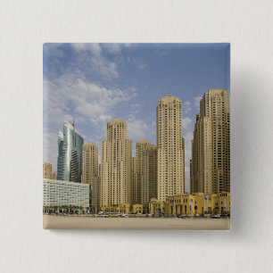 UAE, Dubai, Marina. Jumeirah Beach Residence Vierkante Button 5,1 Cm