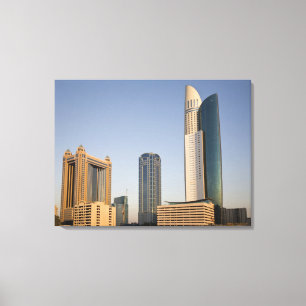 UAE, Dubai. Park Place Tower en andere Canvas Afdruk