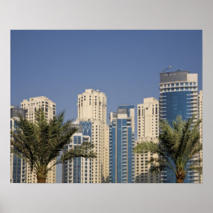 UAE, Dubai. Towers van de inwoner van Jumeirah Bea Poster