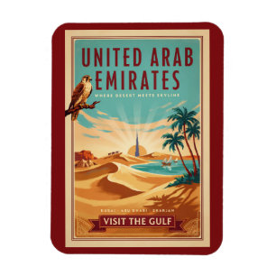 UAE Dubai valk woestijn illustratie reis kunst Magneet