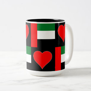 UAE Flag Heart Fun Patriotic United Arab Emirates Tweekleurige Koffiemok