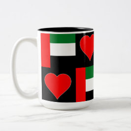 UAE Flag Heart Fun Patriotic United Arab Emirates Tweekleurige Koffiemok