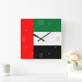 UAE Flag Red Black Green White Numbers Patriottisc Vierkante Klok (Huis)