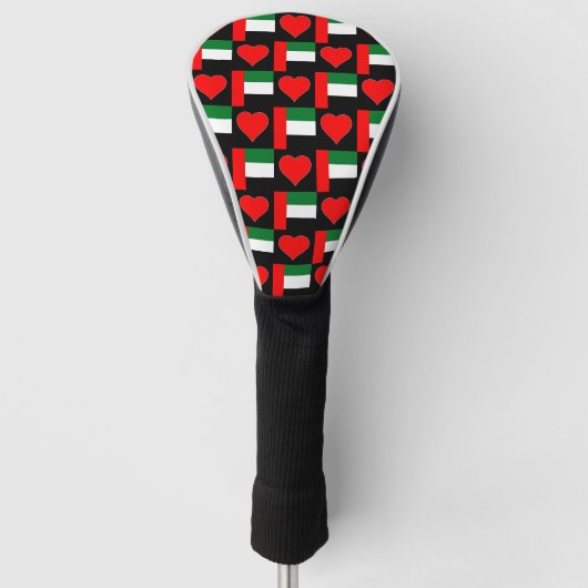UAE Golf Lover Heart United Arab Emirates Flag Golfheadcover (Voorkant)